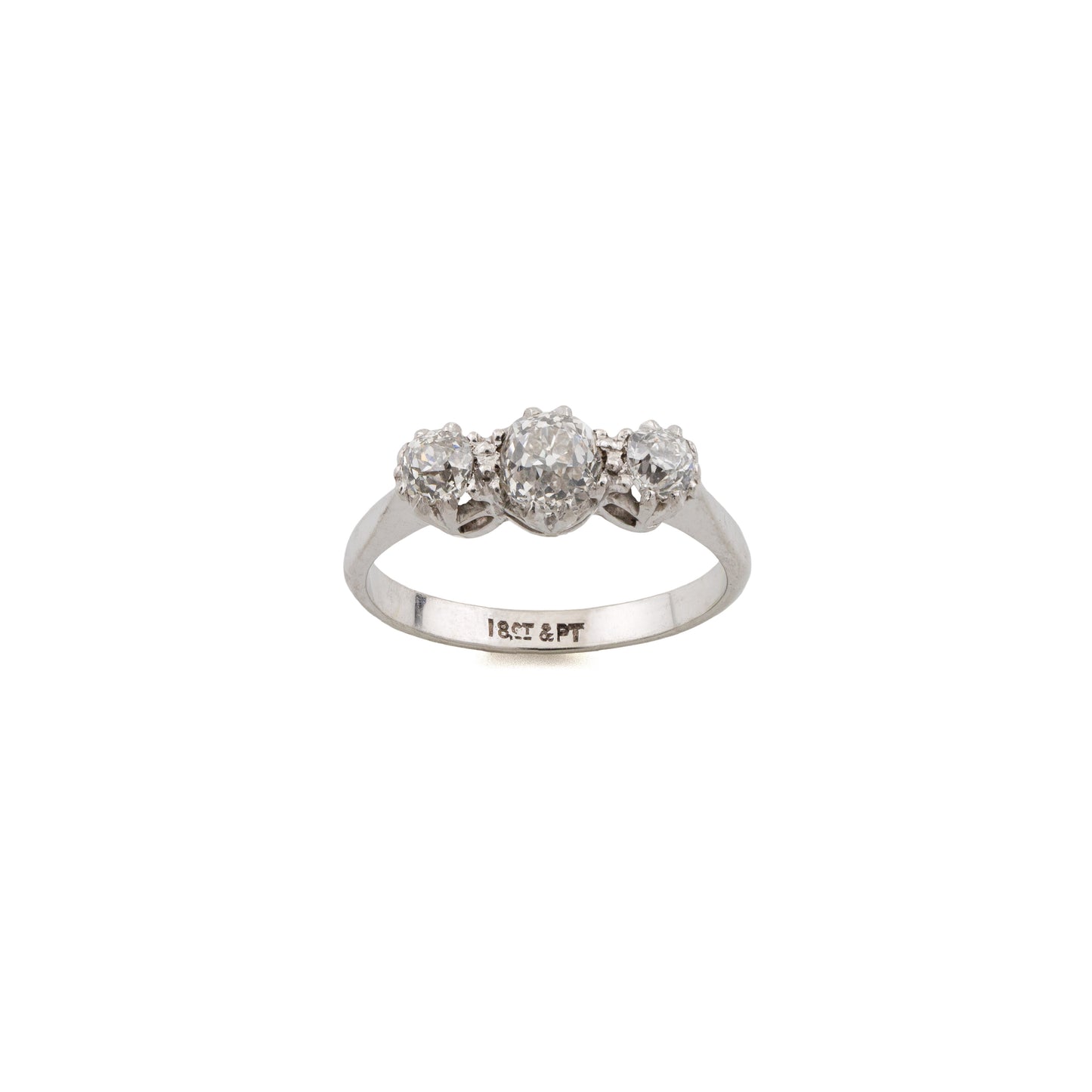 Mid-Century Diamond Trilogy Ring in 18ct White Gold & Platinum