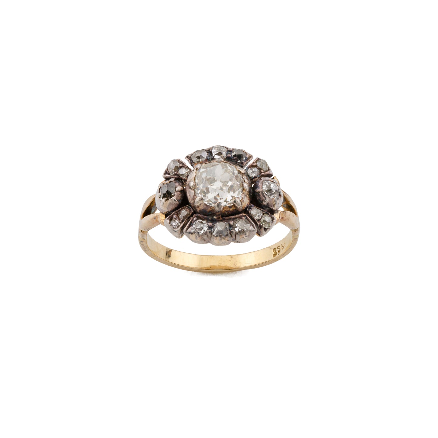 Georgian Diamond Cluster Conversion Ring in Silver & 18ct Gold