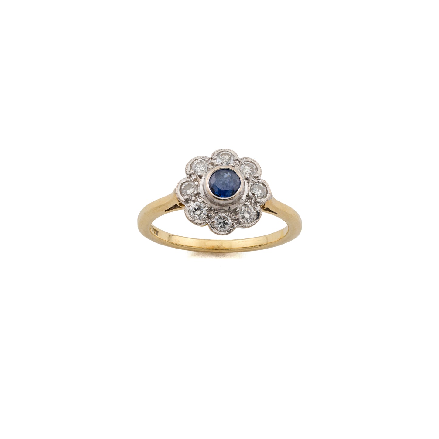 18ct Gold Sapphire and Diamond Flower Cluster Ring