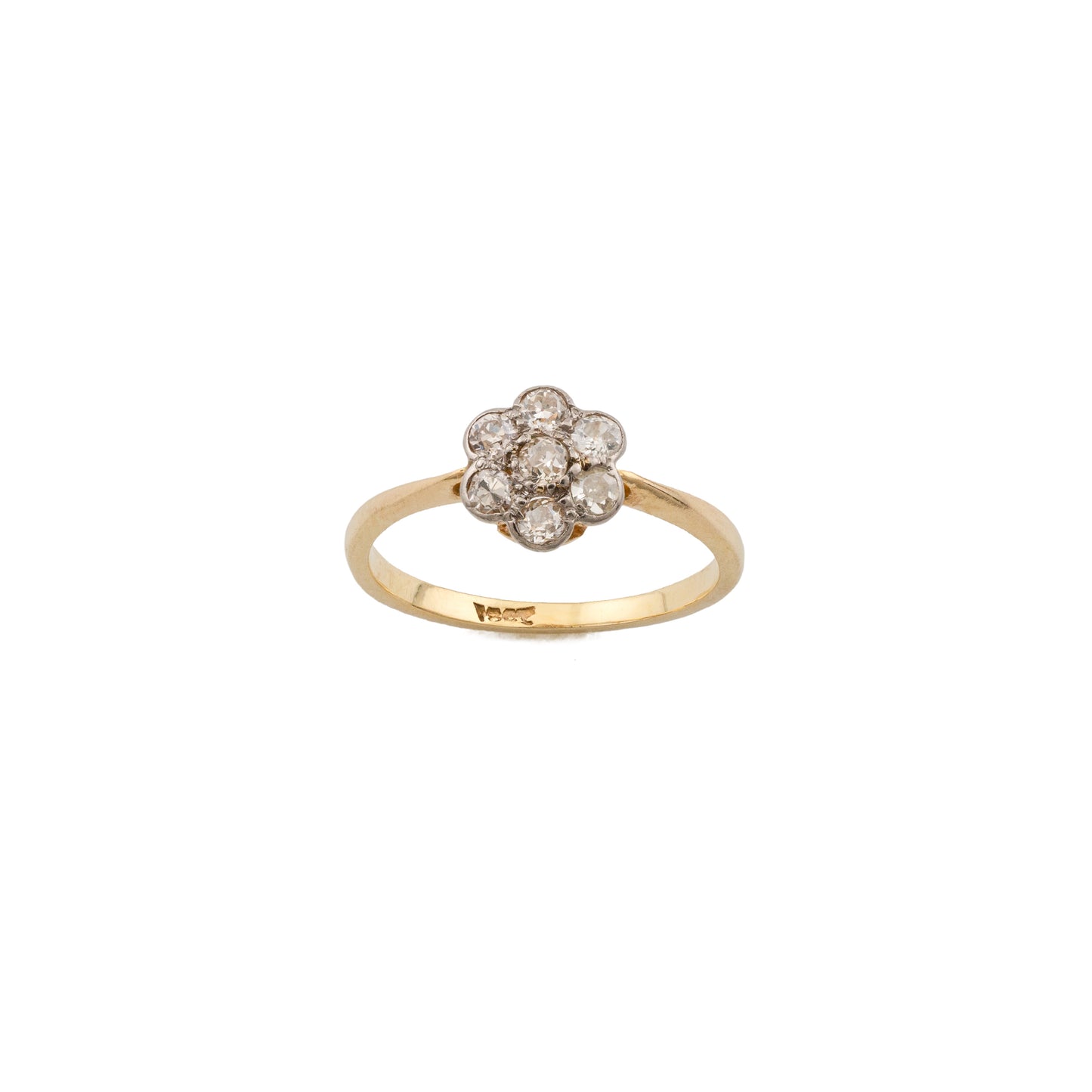 Vintage 18ct Gold and Platinum Diamond Daisy Cluster Ring