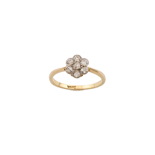 Vintage 18ct Gold and Platinum Diamond Daisy Cluster Ring