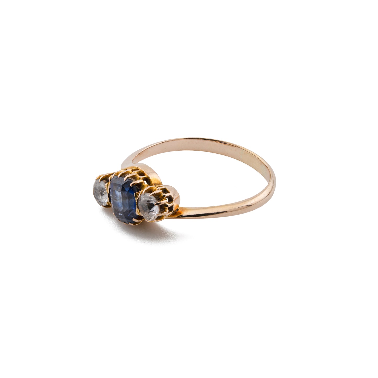 18ct Gold Sri Lankan Sapphire and White Sapphire Crossover Ring