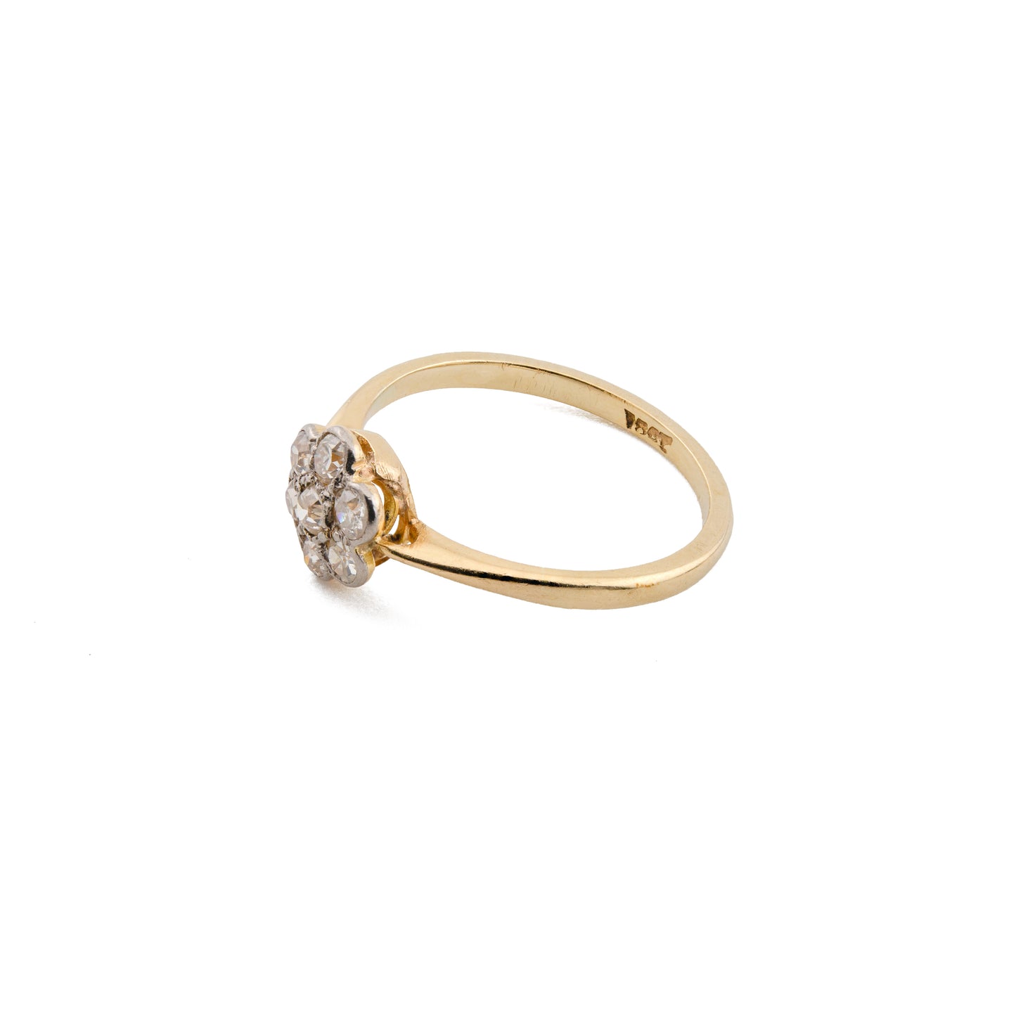 Vintage 18ct Gold and Platinum Diamond Daisy Cluster Ring