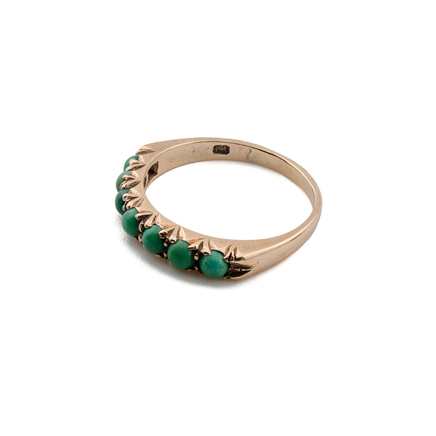 Vintage 9ct Gold 7-Stone Turquoise Half-Hoop Ring
