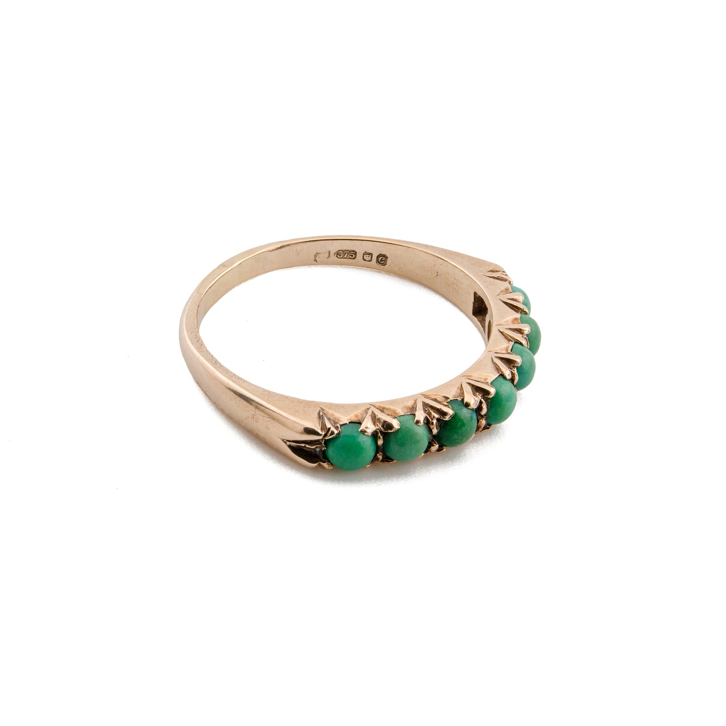 Vintage 9ct Gold 7-Stone Turquoise Half-Hoop Ring