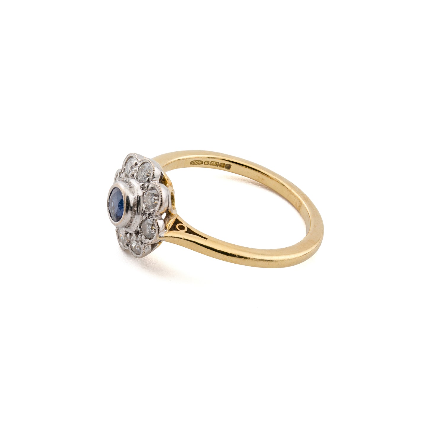 18ct Gold Sapphire and Diamond Flower Cluster Ring