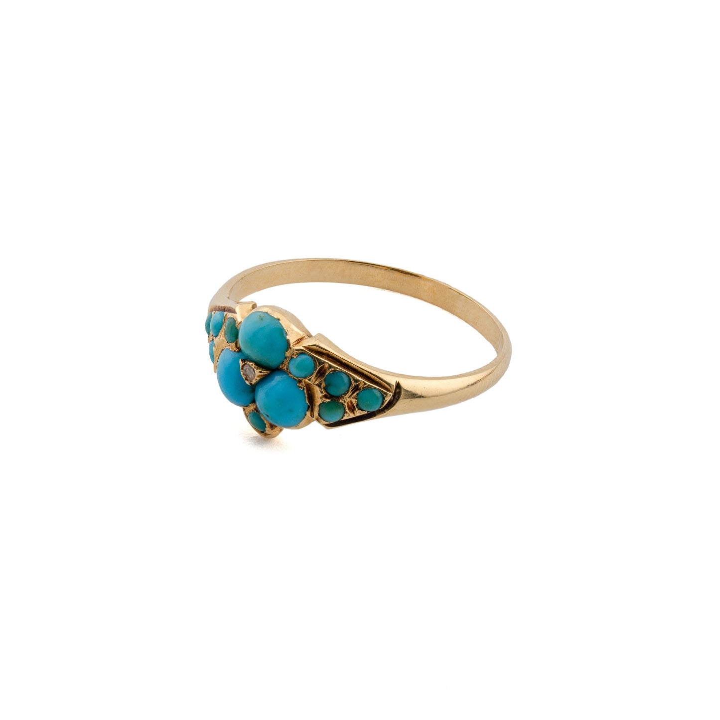 Victorian 18ct Gold Turquoise & Diamond Ring