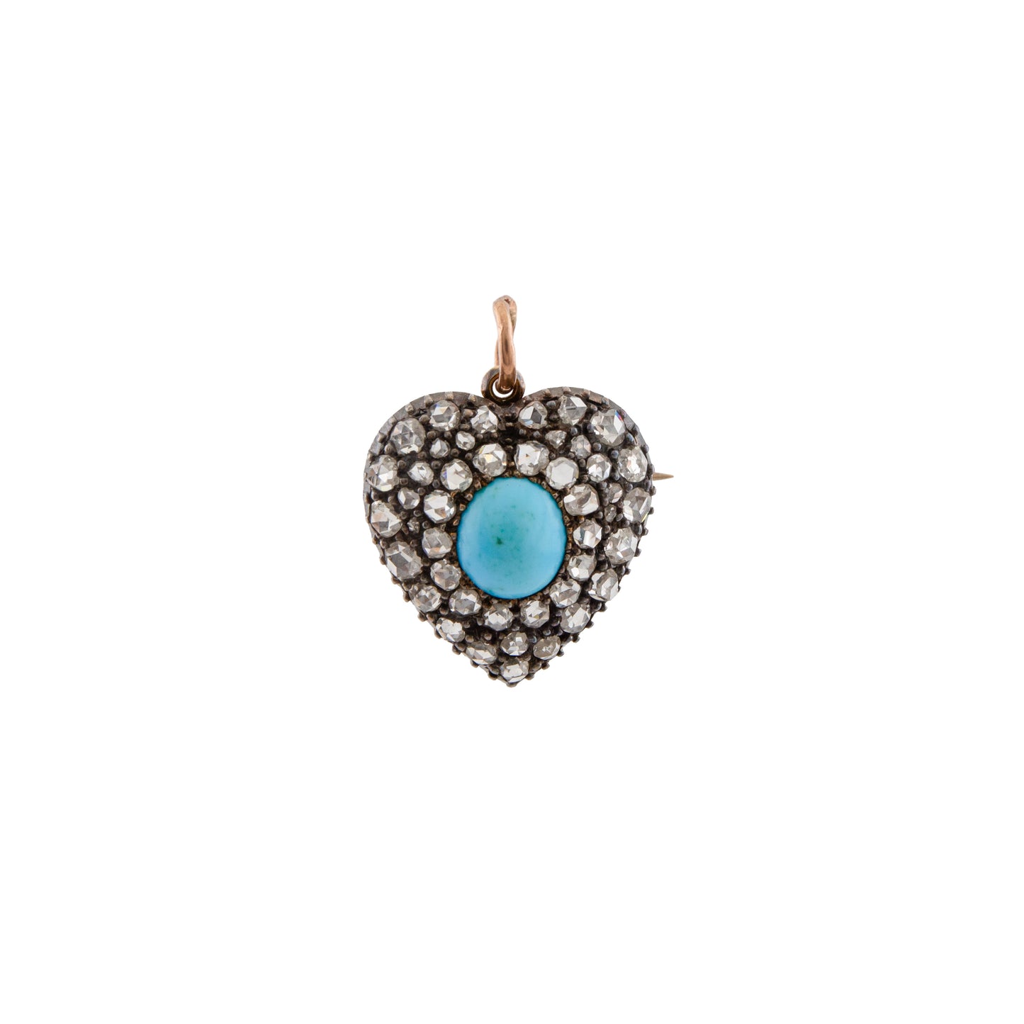 Victorian Turquoise & Diamond Heart Pendant