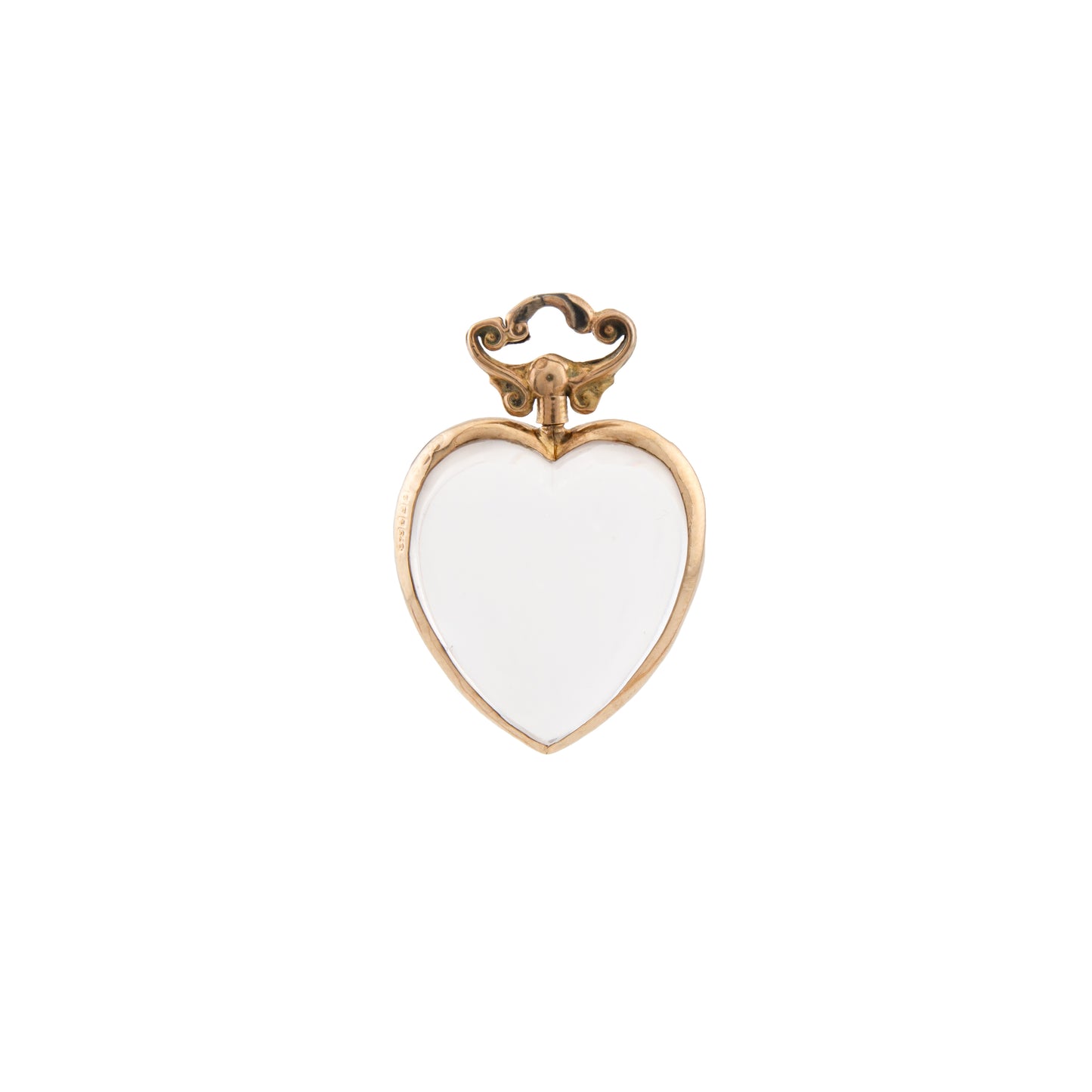 Edwardian 9ct Gold Rock Crystal Heart Pendant