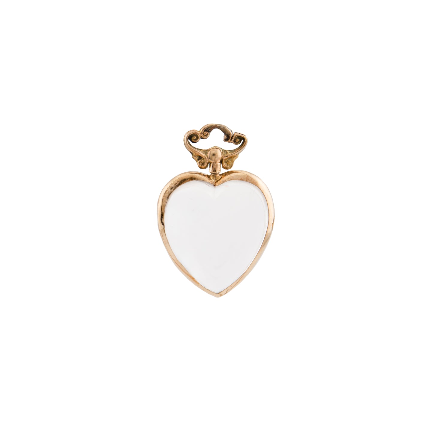 Edwardian 9ct Gold Rock Crystal Heart Pendant