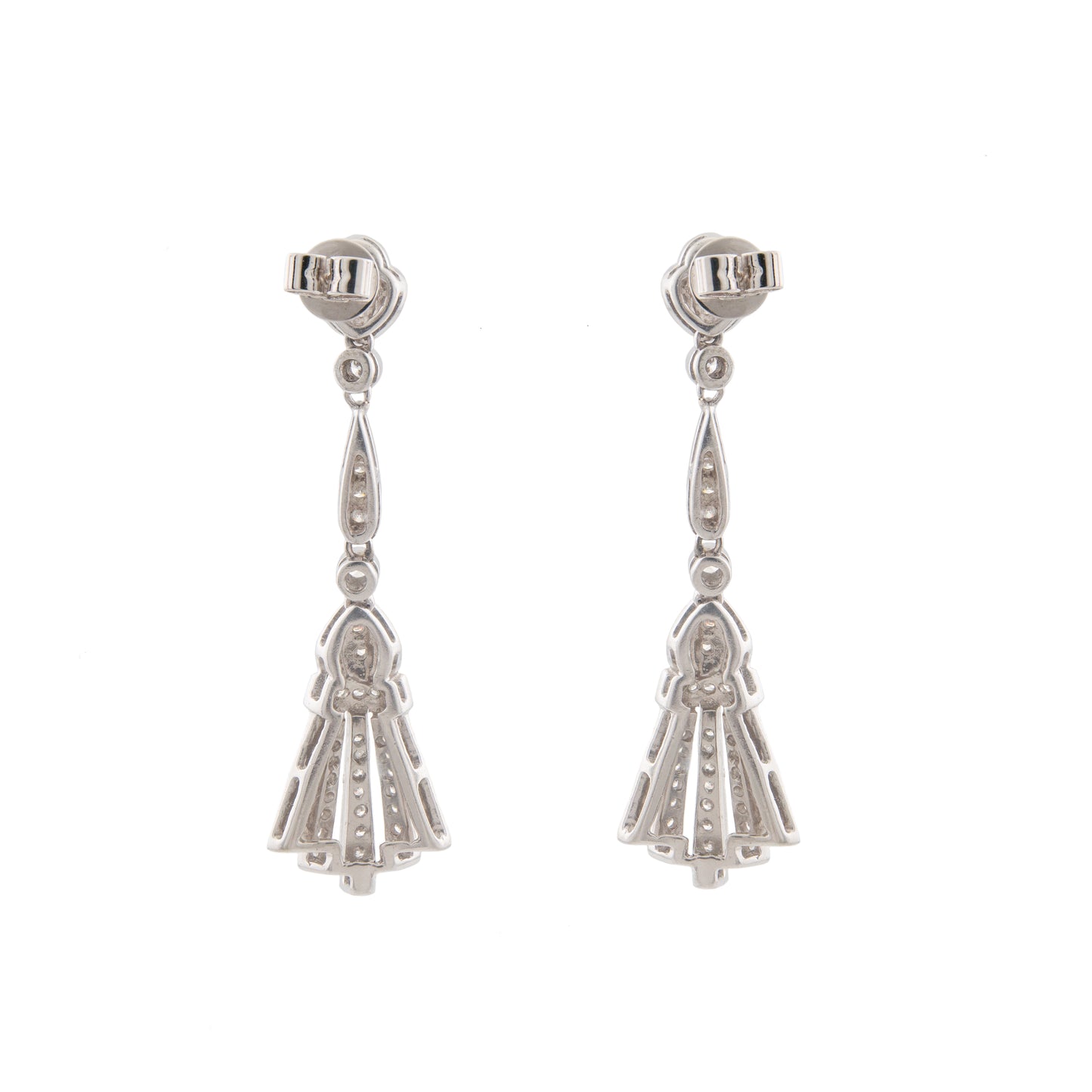 14ct White Gold Diamond Fan Drop Earrings