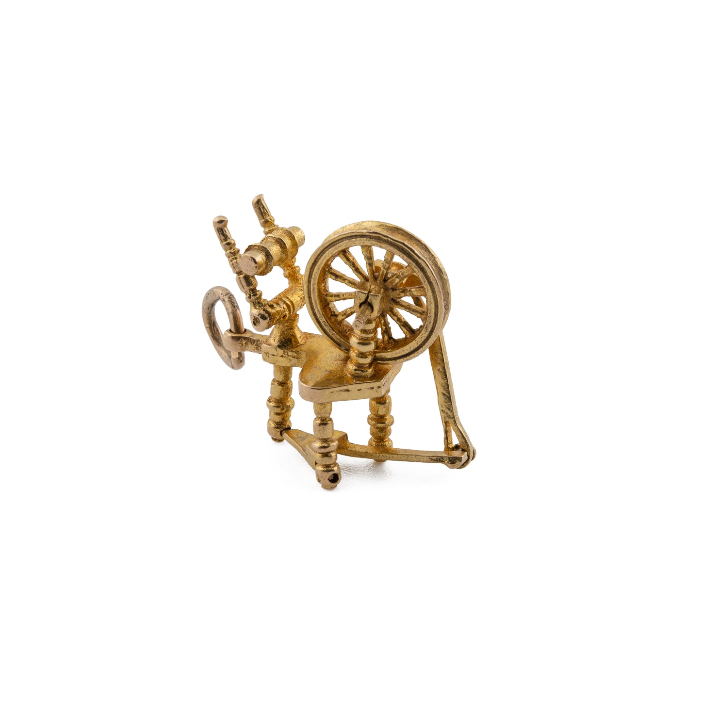 Mechanical Spinning Wheel Charm in 9ct Gold