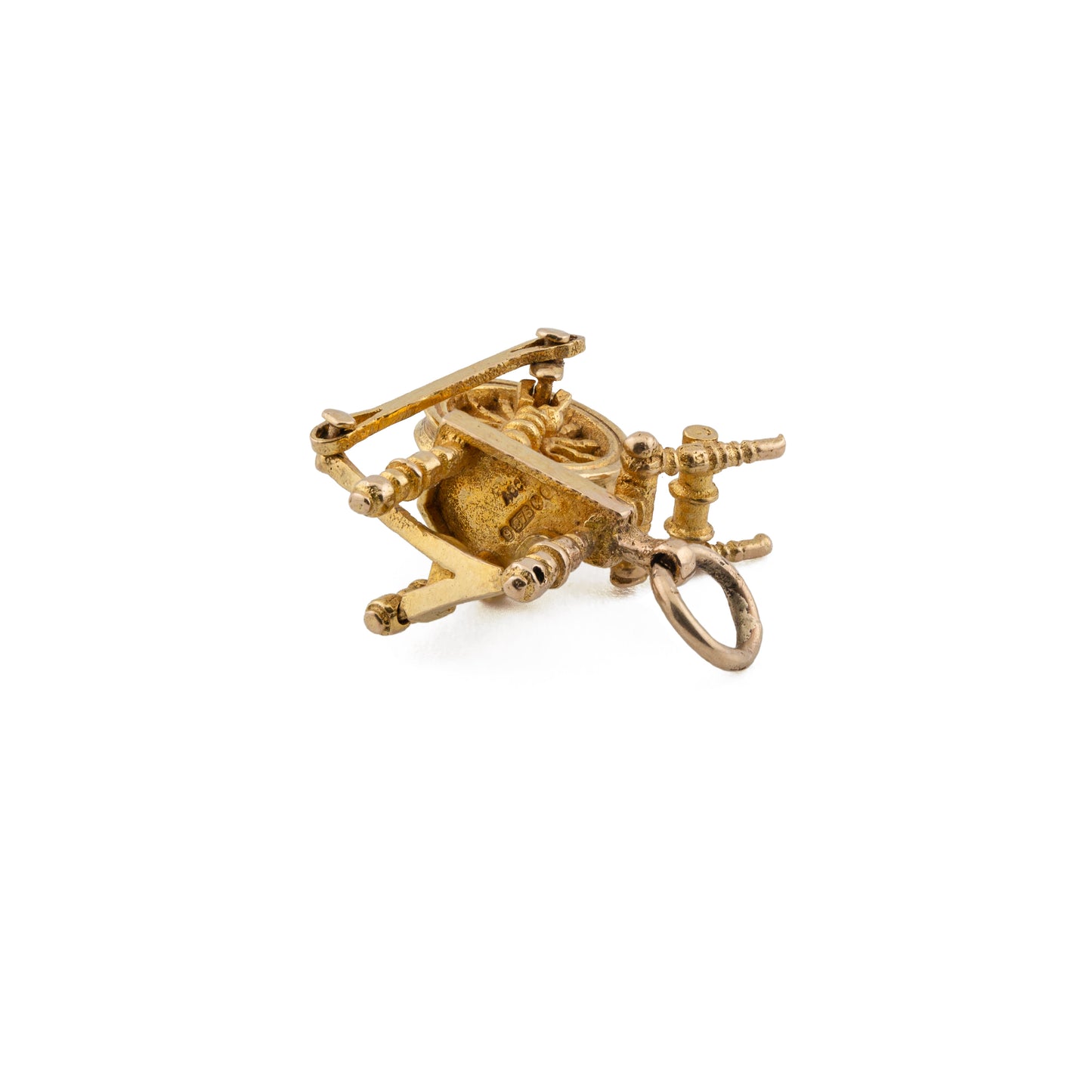 Mechanical Spinning Wheel Charm in 9ct Gold