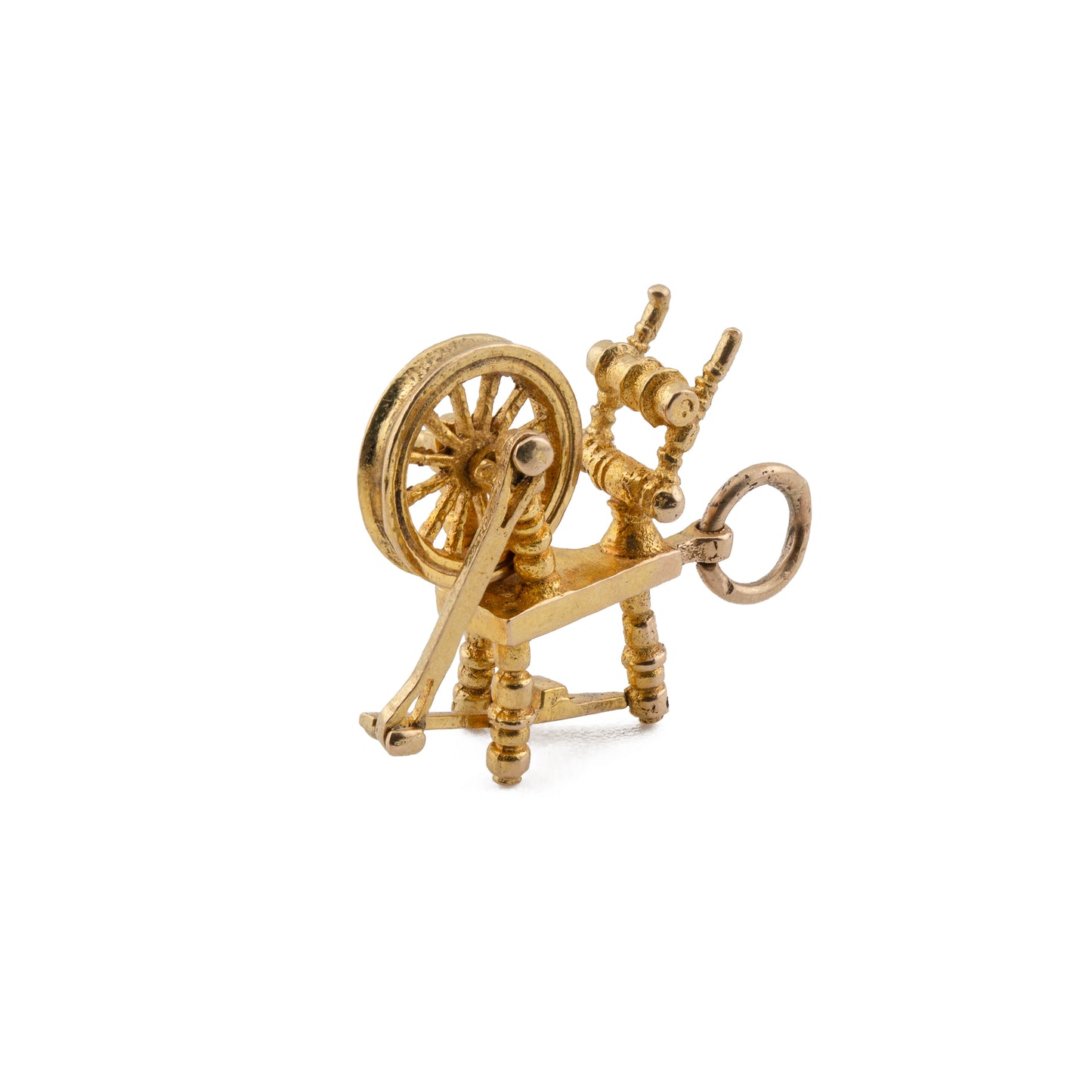 Mechanical Spinning Wheel Charm in 9ct Gold
