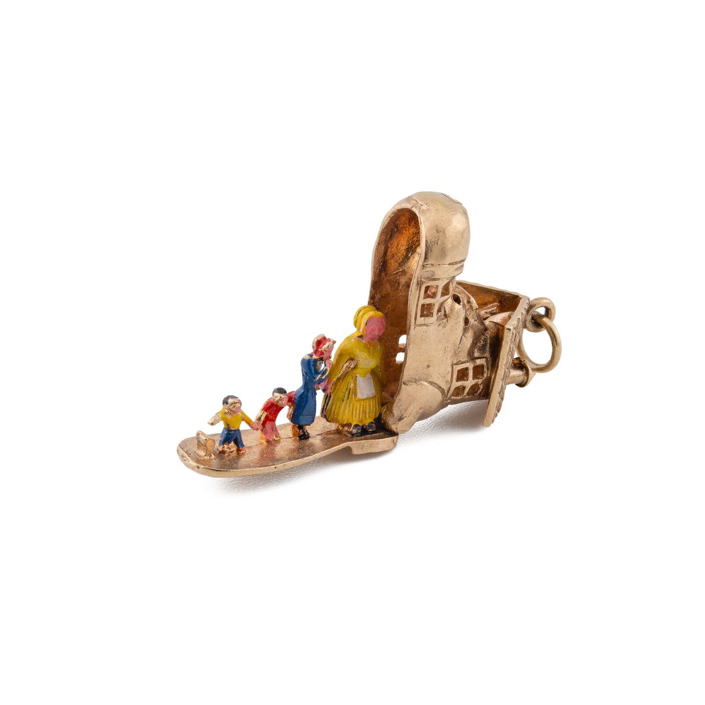Mechanical "Old Woman in a Shoe" Charm in 9ct Gold