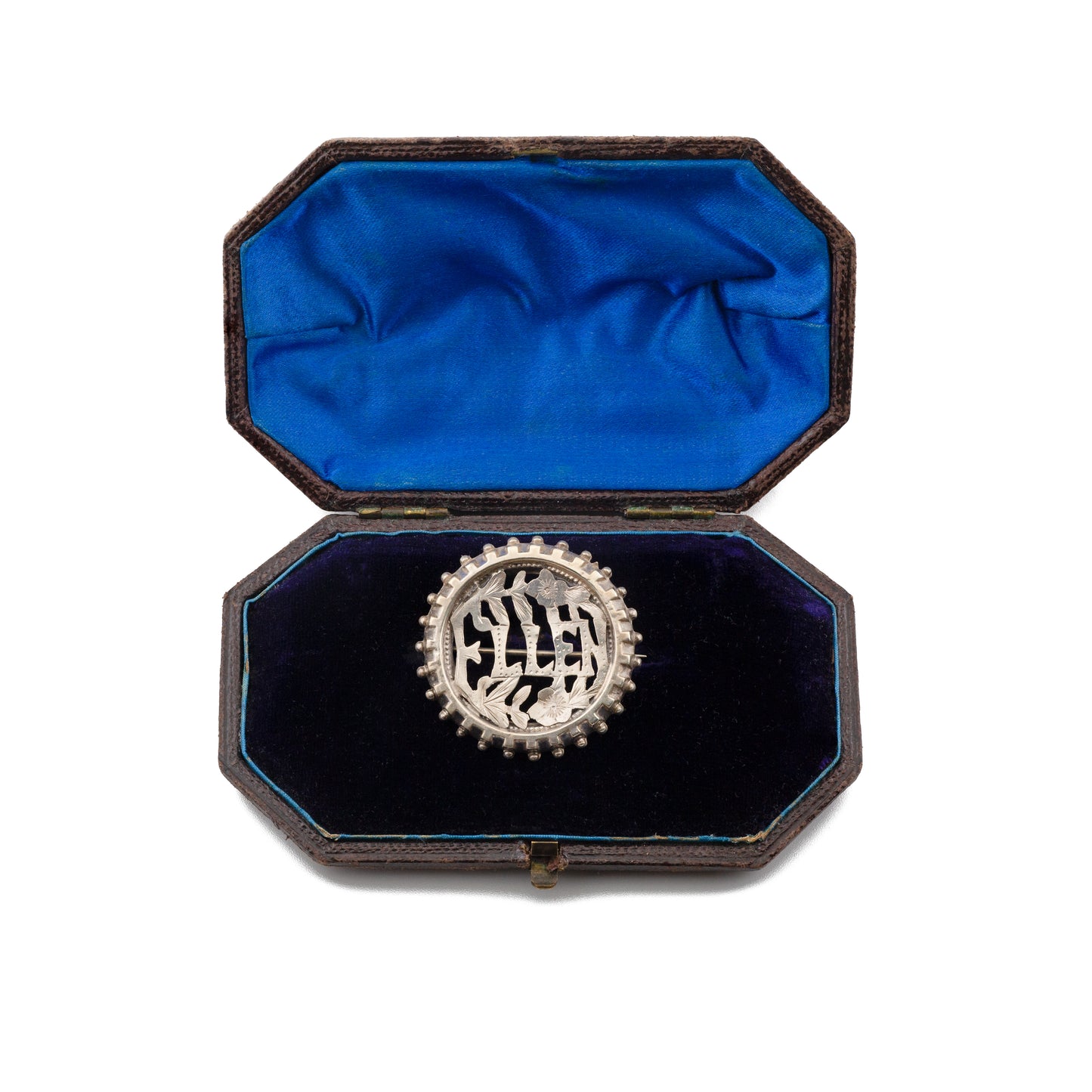 Antique Silver 'Ellen' Pierced Name Brooch, Birmingham c.1890