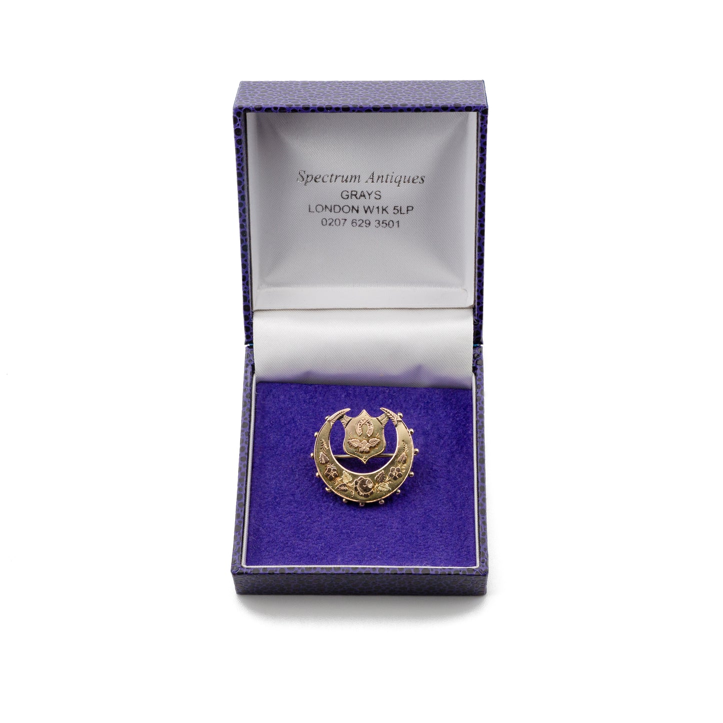 Antique 9ct Mixed Gold Crescent Brooch, Birmingham 1892