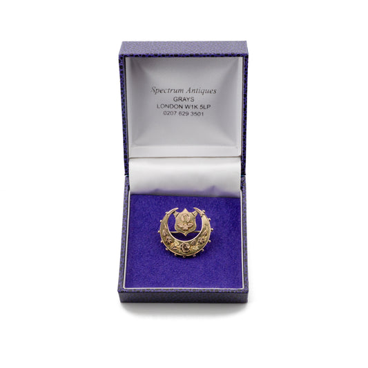 Antique 9ct Mixed Gold Crescent Brooch, Birmingham 1892