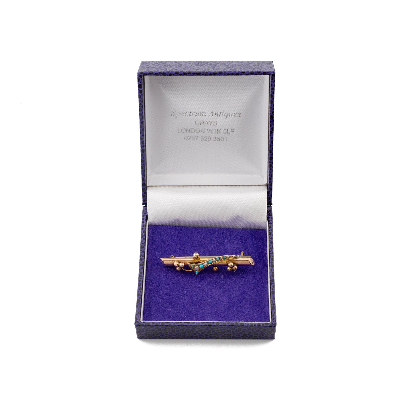 Antique 9ct Gold Turquoise and Pearl Swallow Bar Brooch, Birmingham 1901