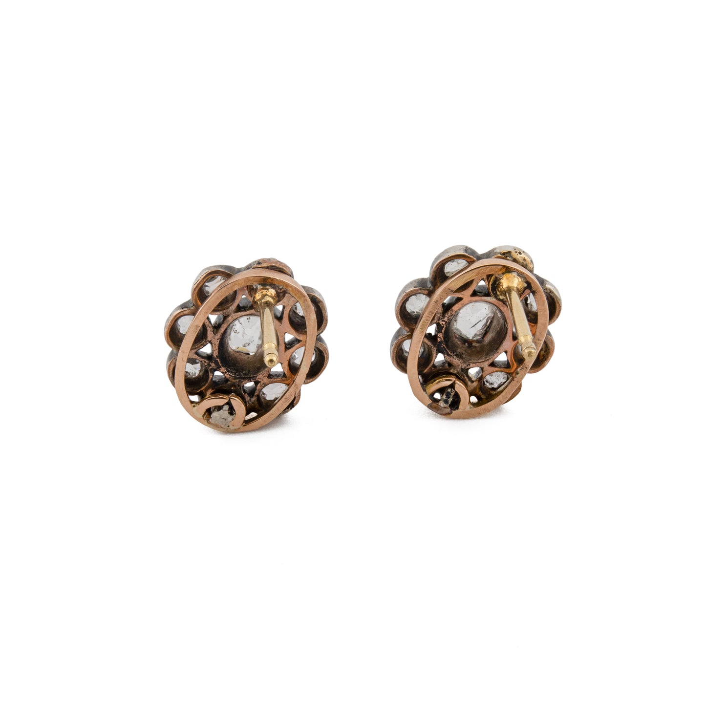 Victorian Old Cut Diamond Cluster Stud Earrings