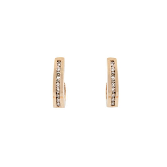 Vintage 9ct Gold Diamond Huggie Hoop Earrings