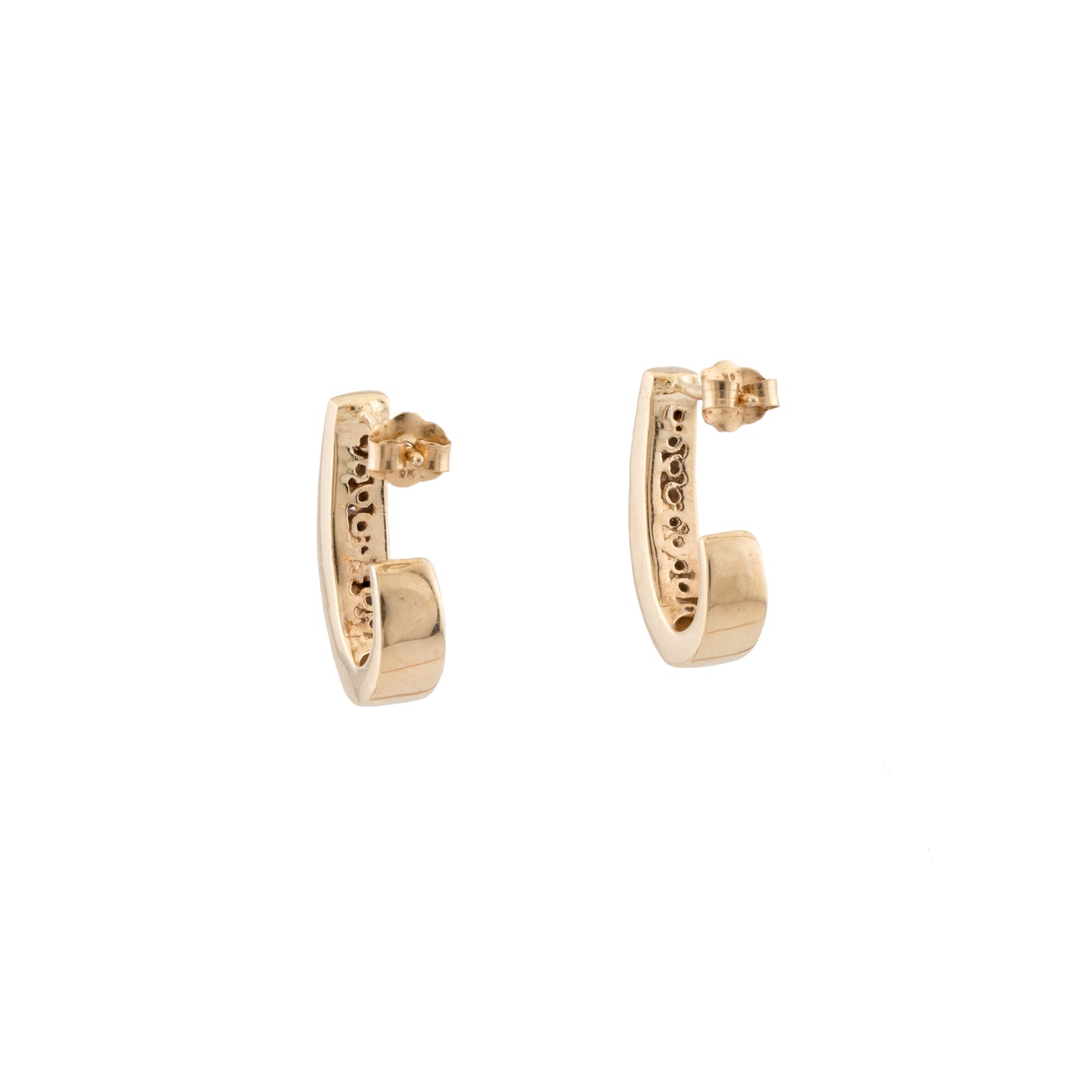 Vintage 9ct Gold Diamond Huggie Hoop Earrings