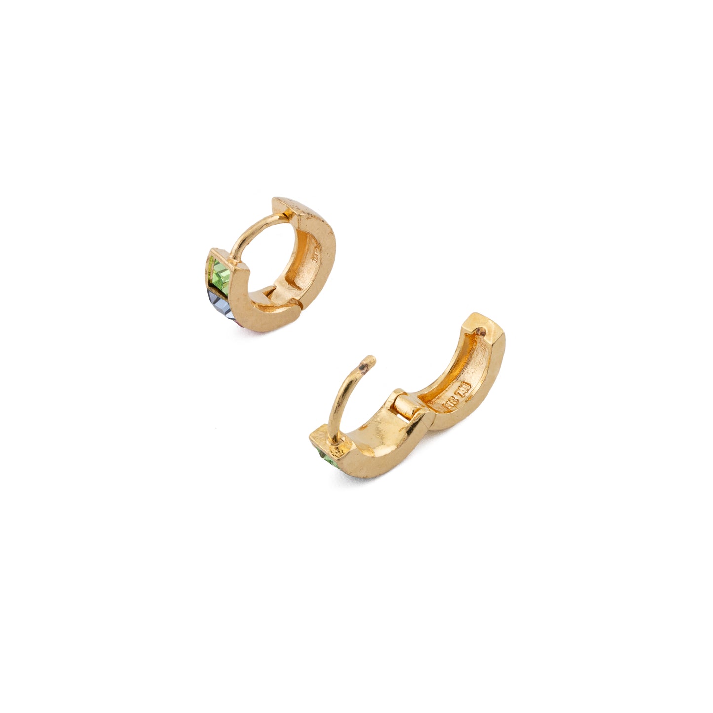 Vintage 18ct Gold Multi-Colour Paste Huggie Earrings