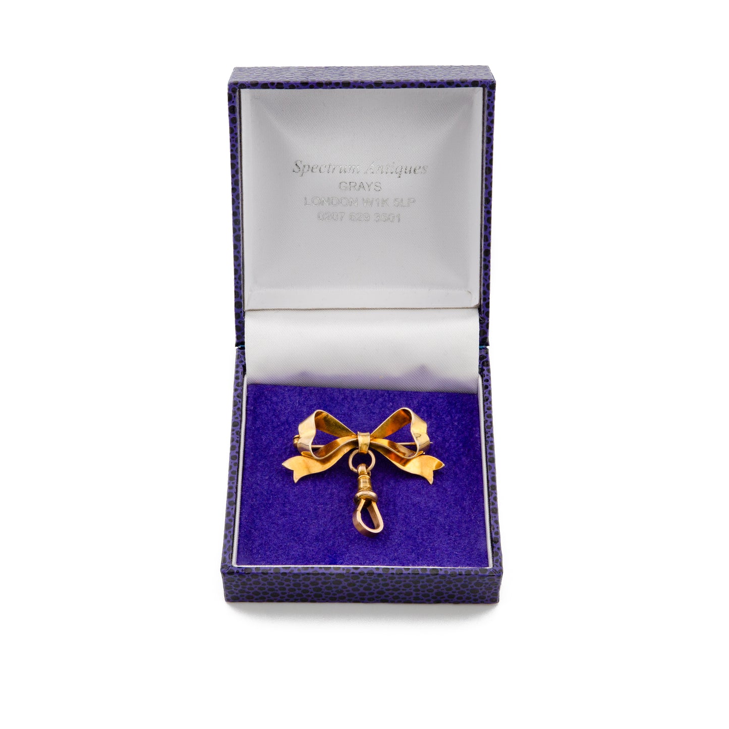 Ribbon Bow Brooch with Albert Clip in 9ct Gold