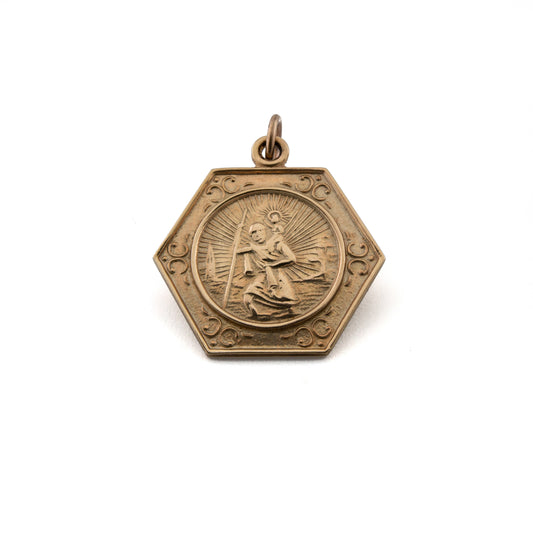 Octagonal St Chrisopher Pendant