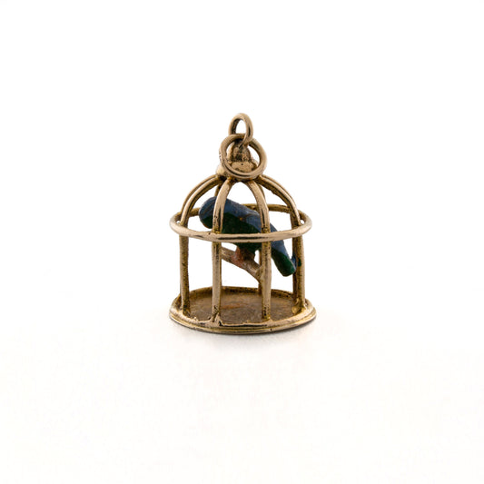 Birdcage With Enamel Bird Charm