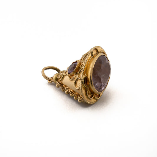 Ornate Faceted Amethyst Seal Pendant