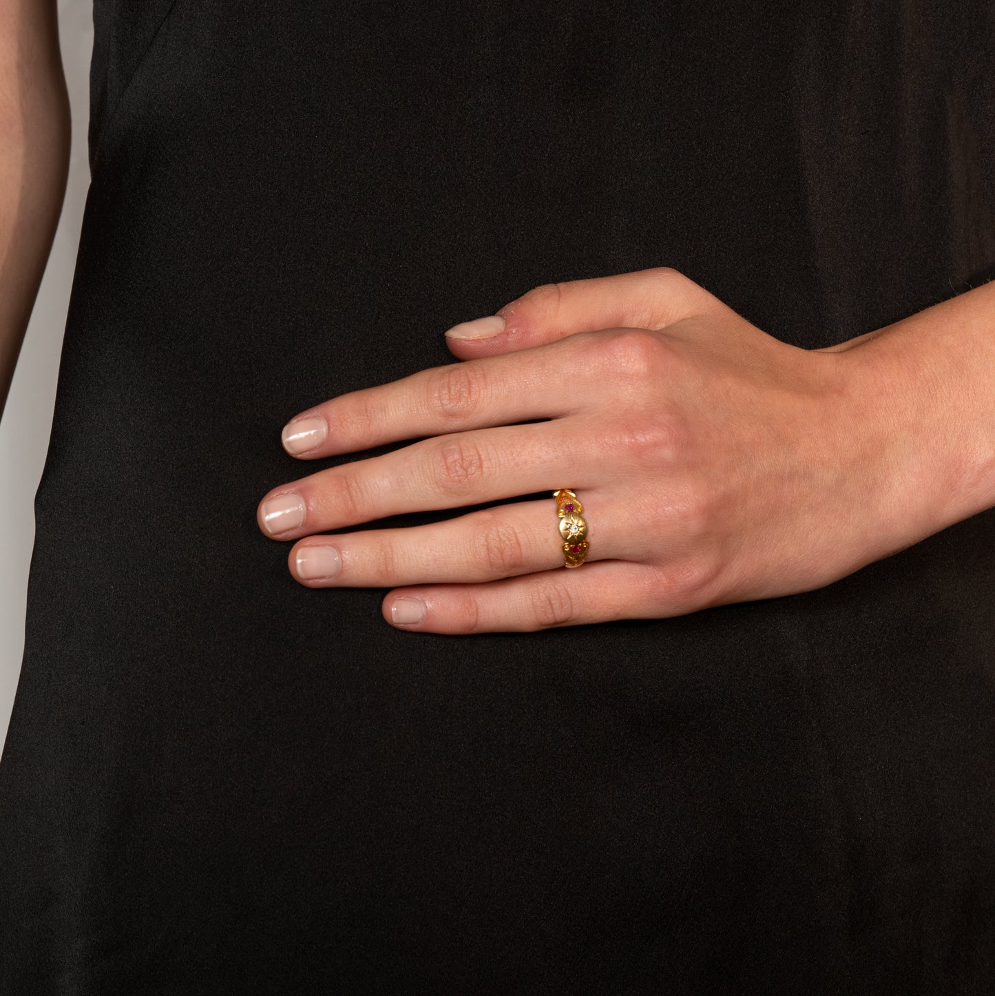 18ct Star Set Diamond and Ruby Ring