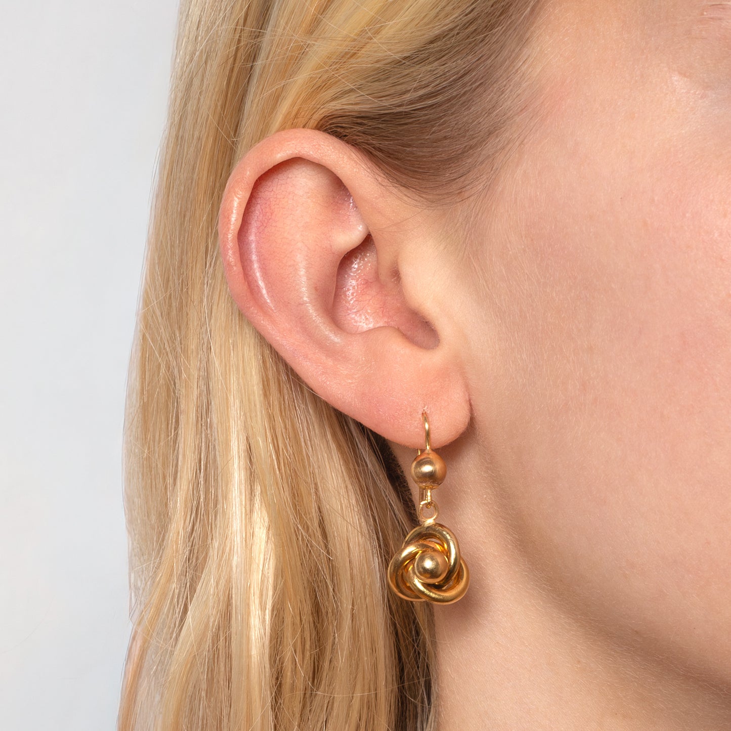 Victorian 9ct Gold Knot Drop Earrings