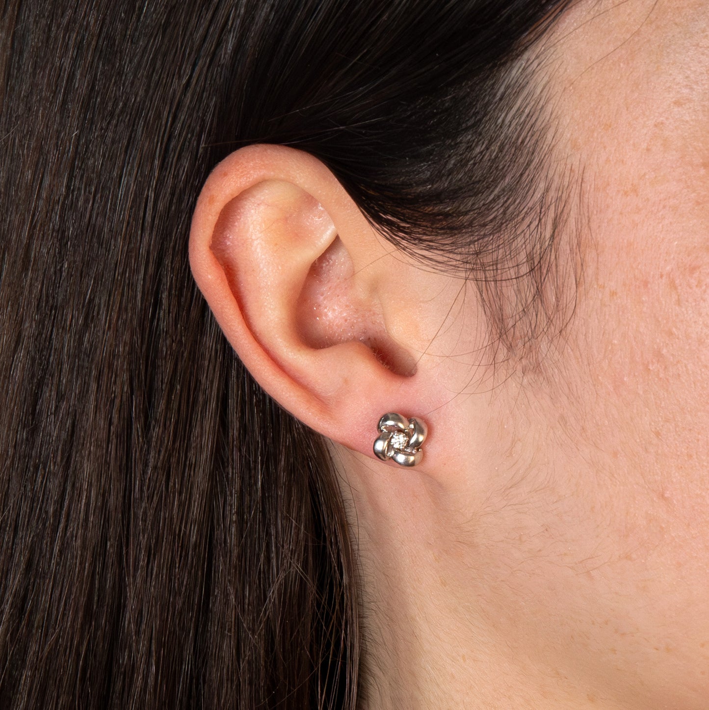 Platinum Diamond Knot Stud Earrings 1.00ct