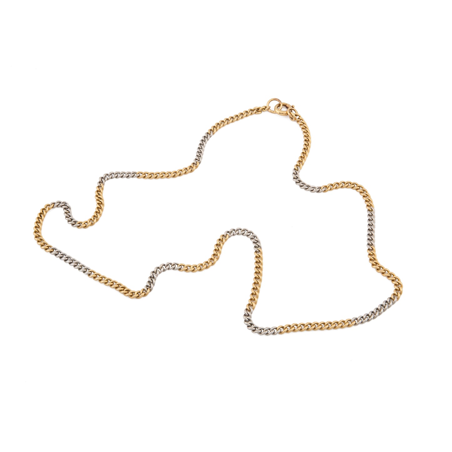 Antique 18ct Gold and Platinum Two-Colour Curb Chain Necklace c.1900