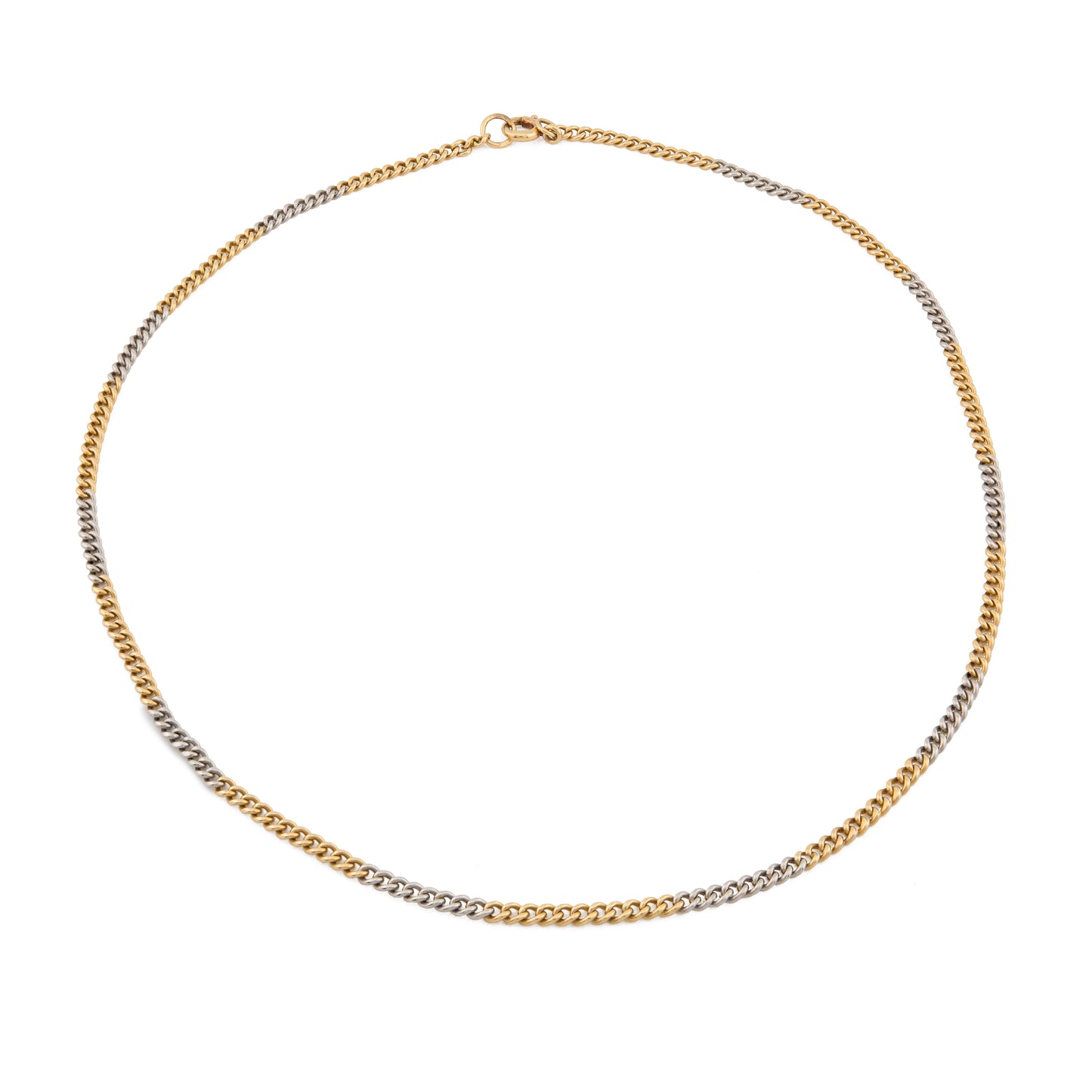 Antique 18ct Gold and Platinum Two-Colour Curb Chain Necklace c.1900