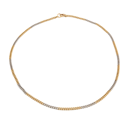 Antique 18ct Gold and Platinum Two-Colour Curb Chain Necklace c.1900