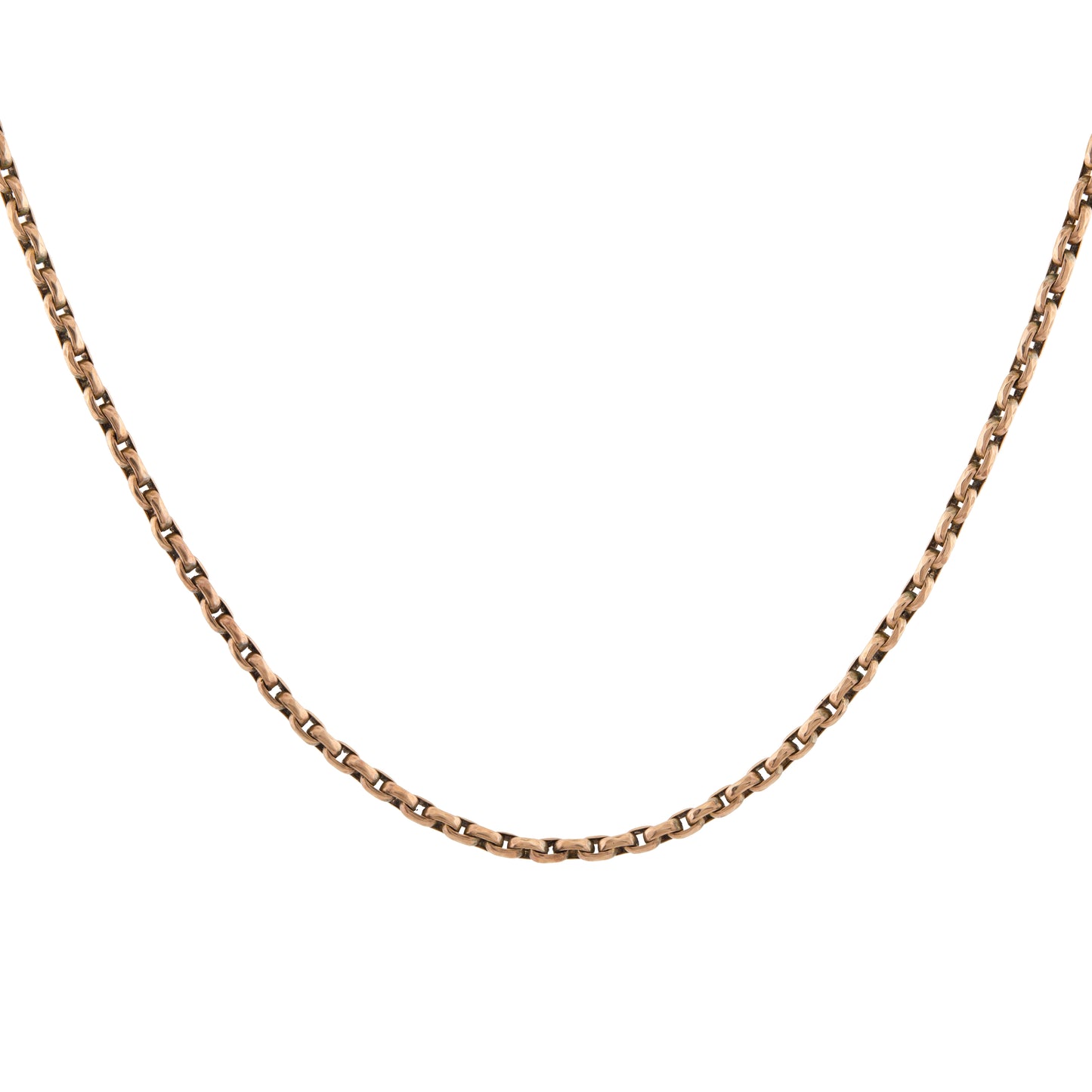 Antique 9ct Rose Gold Oval Belcher Chain Necklace c.1900