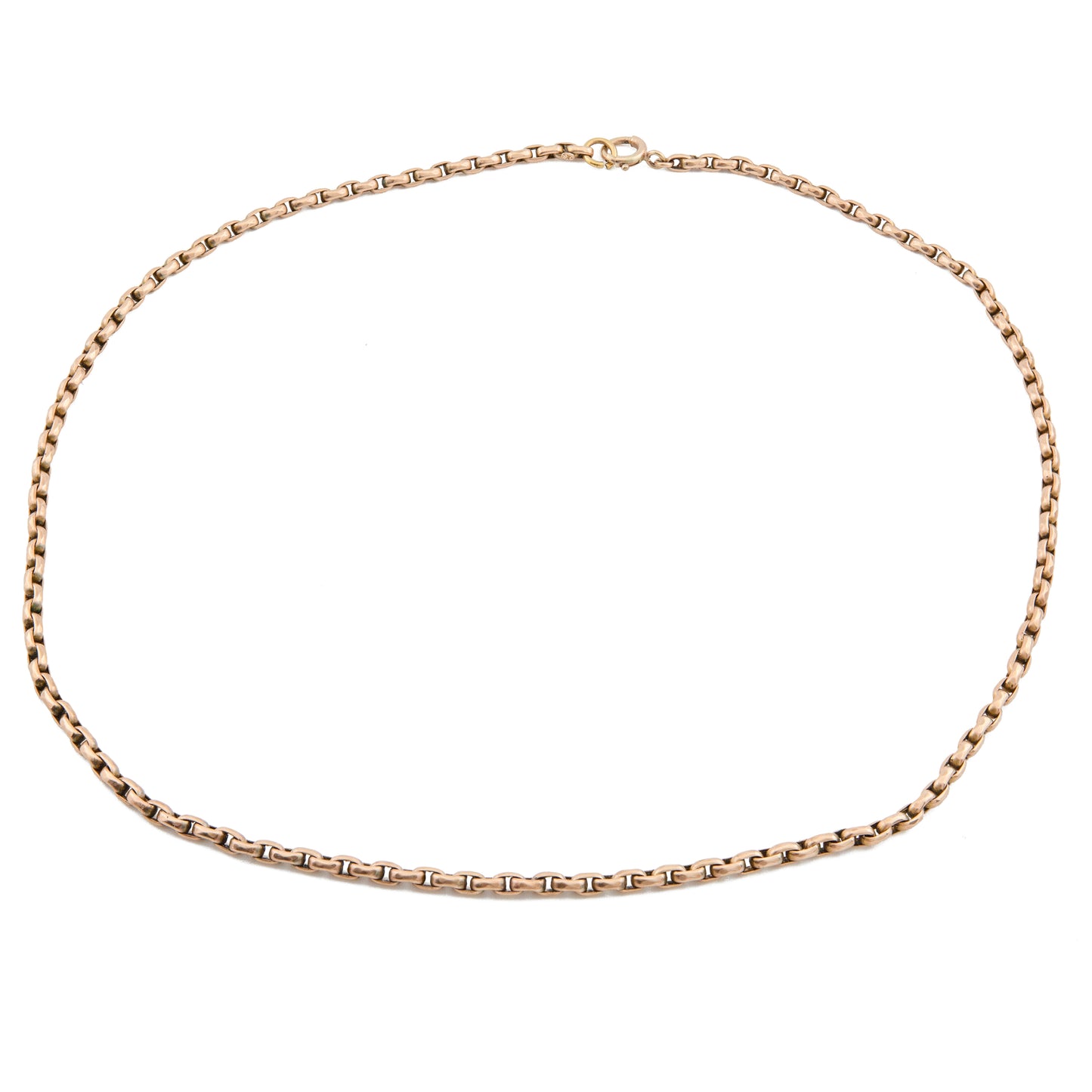 Antique 9ct Rose Gold Oval Belcher Chain Necklace c.1900