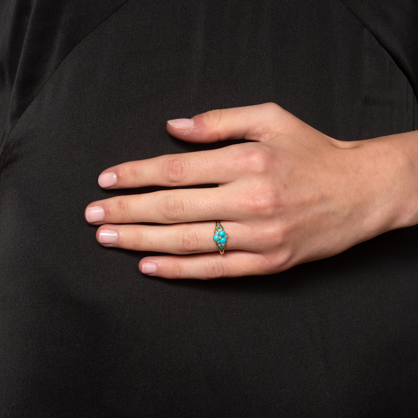 Victorian 18ct Gold Turquoise & Diamond Ring