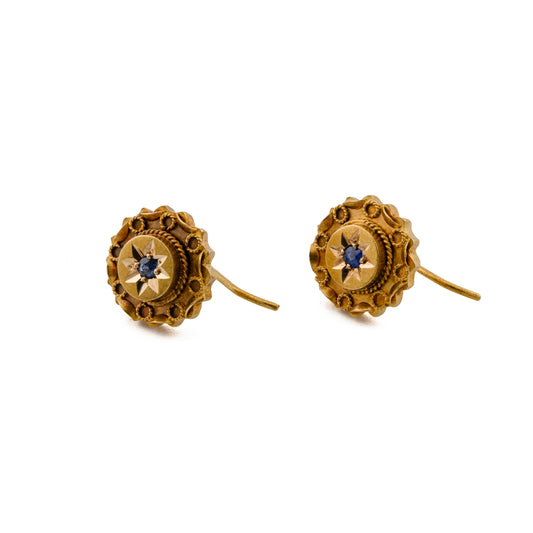 Victorian 15ct Gold Sapphire Earrings