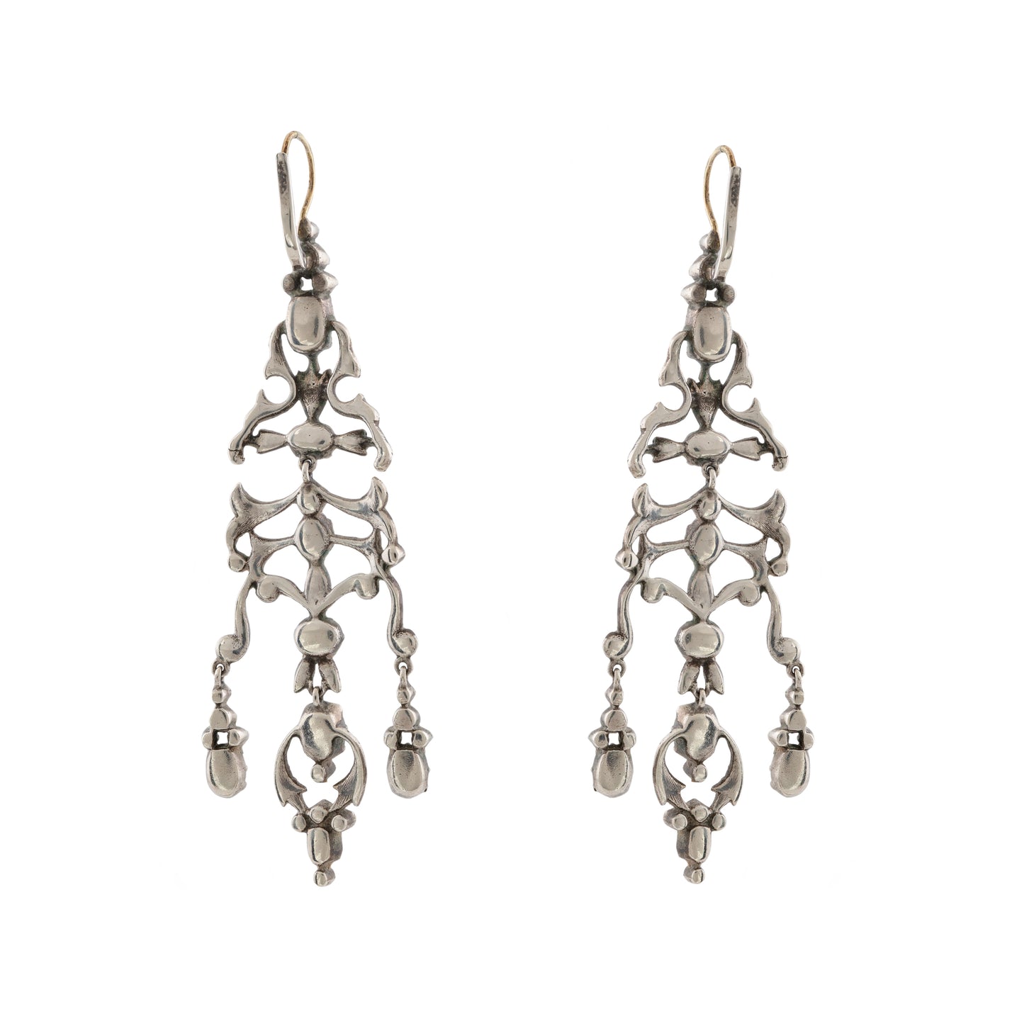 Antique Silver Paste & Marcasite Chandelier Earrings