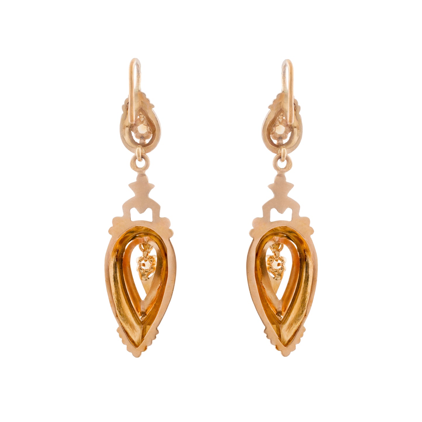 Antique 18ct Gold French Pearl Drop Earrings