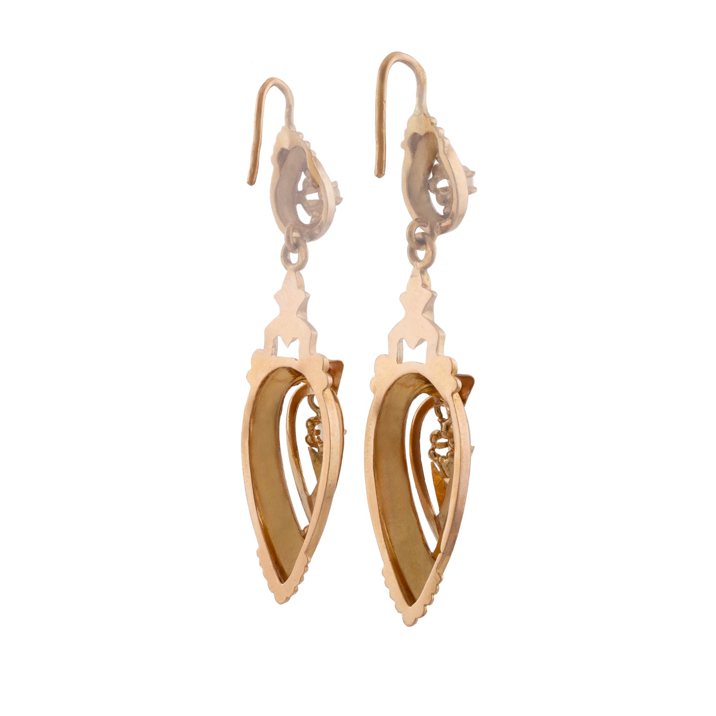 Antique 18ct Gold French Pearl Drop Earrings