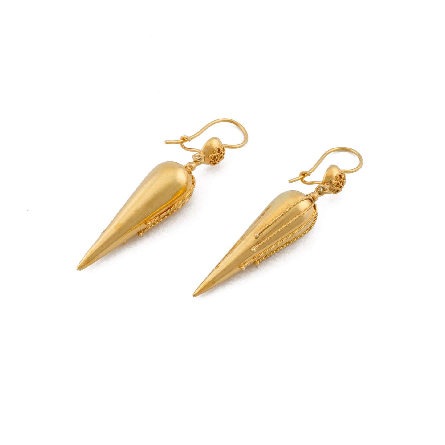 Victorian 15ct Gold Etruscan Revival Drop Earrings