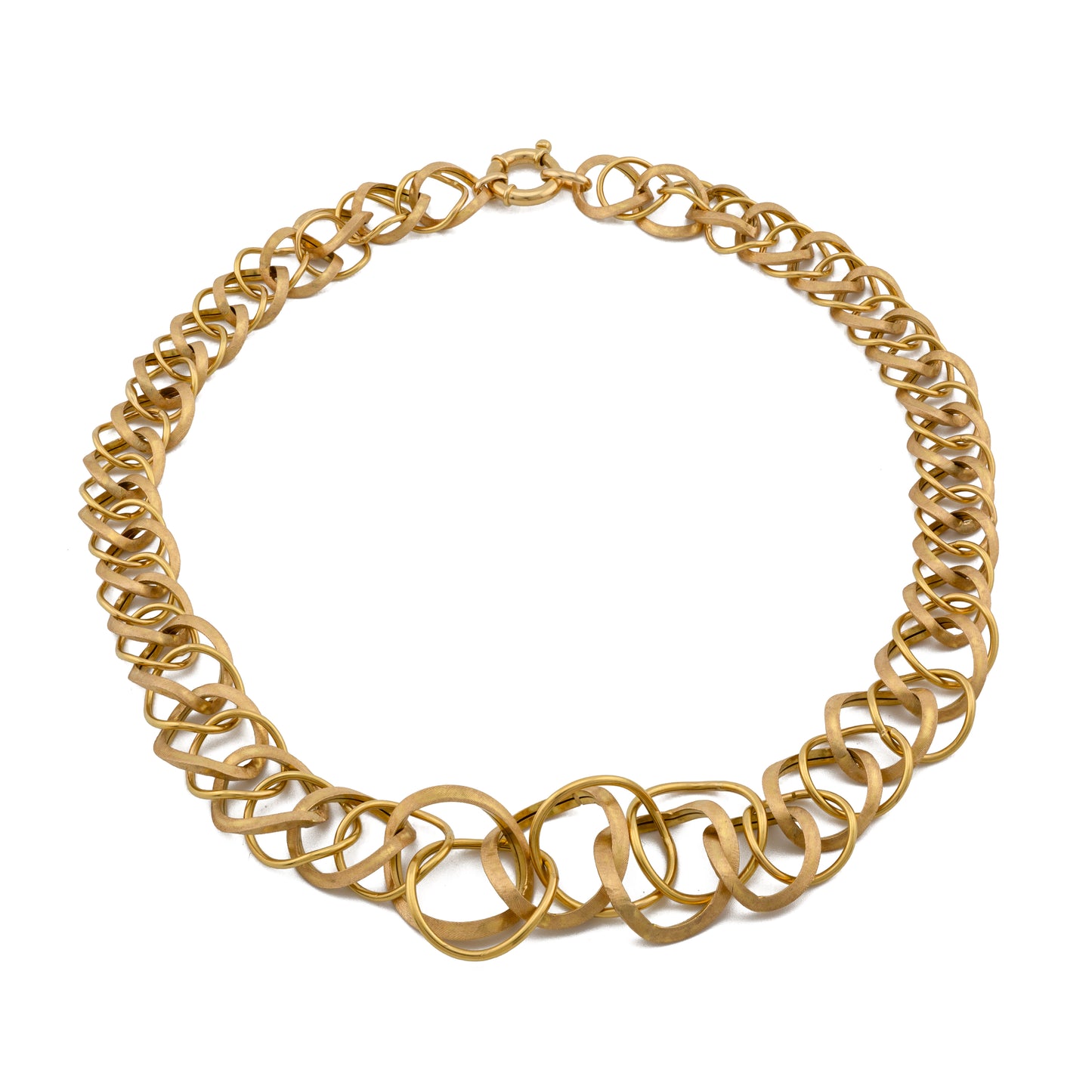 Vintage Italian 18ct Gold Woven Ring Chain Necklace