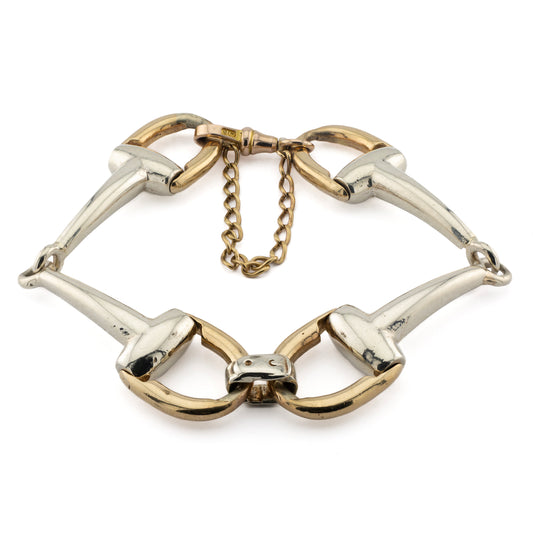 Two Tone 9ct Gold Stirrup Bracelet
