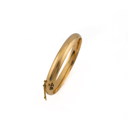 Vintage 18ct Gold Plain Domed Hinged Bangle