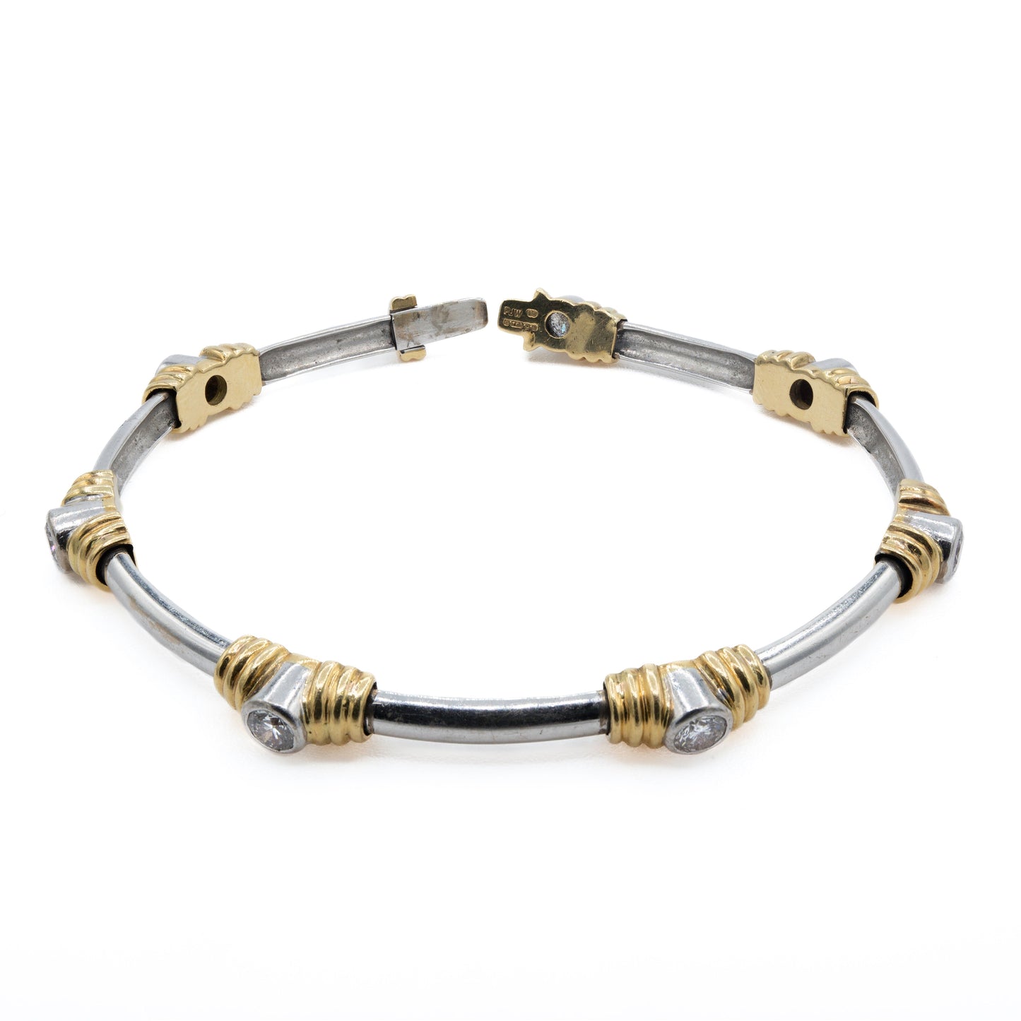 18ct White and Yellow Gold Diamond Bar Bracelet
