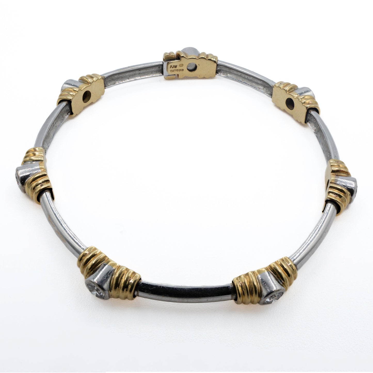 18ct White and Yellow Gold Diamond Bar Bracelet